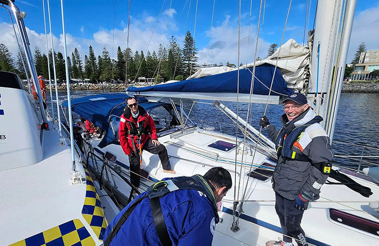 Port Macquarie Marine Rescue crews abandon training to save a vessel in distress