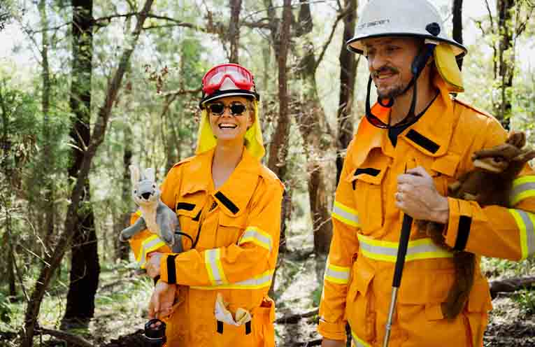 Training with plush animals. Photo: Olivia Katz/IFAW.