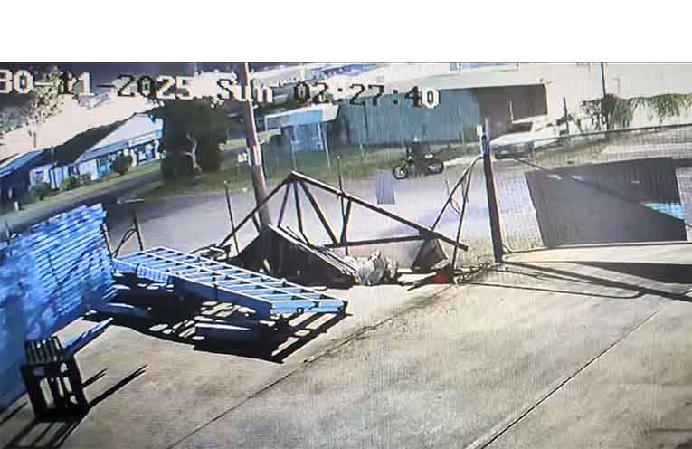 Security video shows thieves breaking into HPN Moto Garage and stealing three bikes. Photo: Facebook.