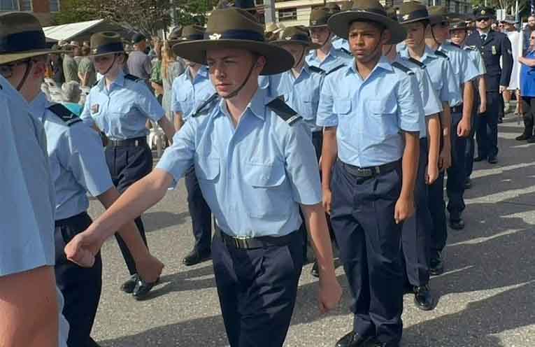 Blake Mitchell participates at ANZAC Day march in Port Macquarie. Photo: Sis Higgins.