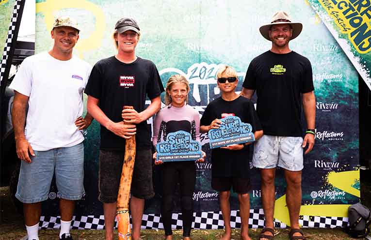 Tough conditions for young surfers at Rainbow Beach