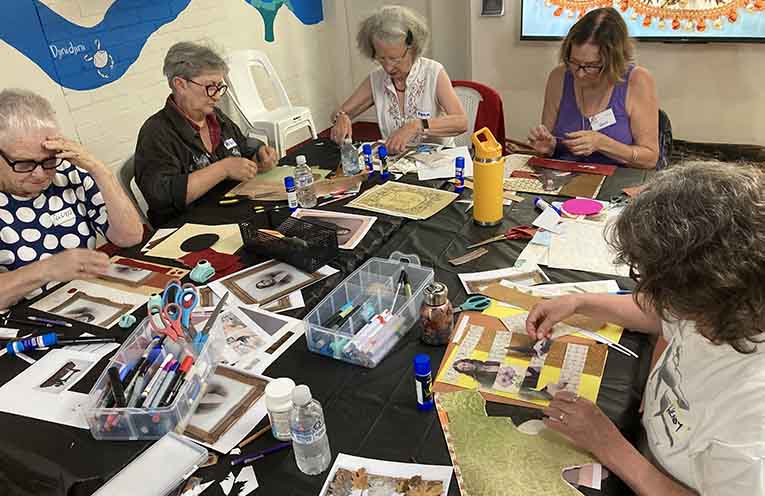 Participants at the ‘Blooming Portraits’ workshop at Port Macquarie Museum. Photo: PMM.