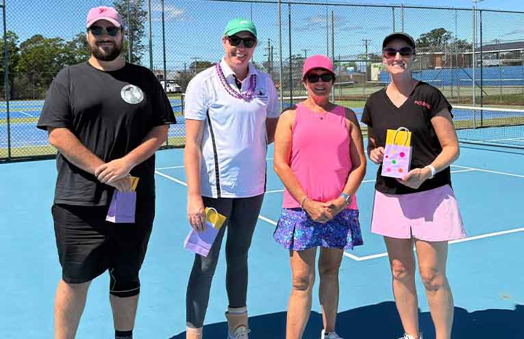 Matt Cosgrove, Laura Robertson, Helen Garret and Julia Grey. Photo: Wauchope Tennis Club & Pickleball Facebook.