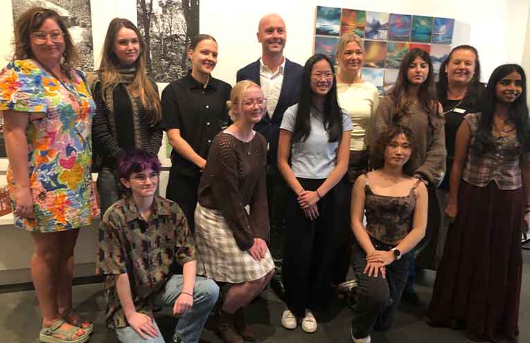 Students artists travelled from across the state to be at the opening of the exhibition. Photo: Pauline Cain.