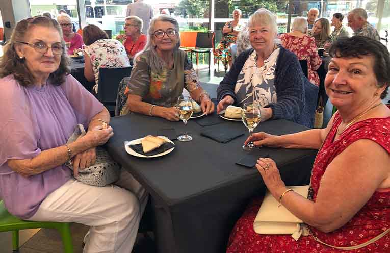 Jeannette Townsend, Lynn Webster, Gillian Jackson and Wendy Byron at interval. Photo: Pauline Cain.