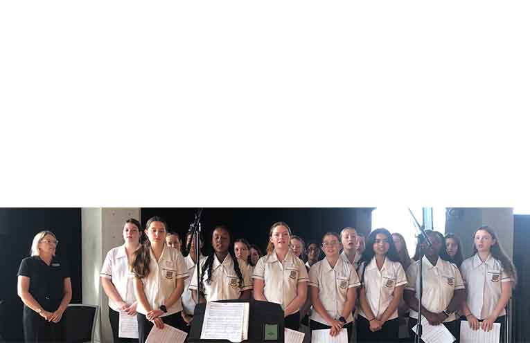 The MacKillop College Pop Choir with teacher Samantha Adams. Photo: Pauline Cain.