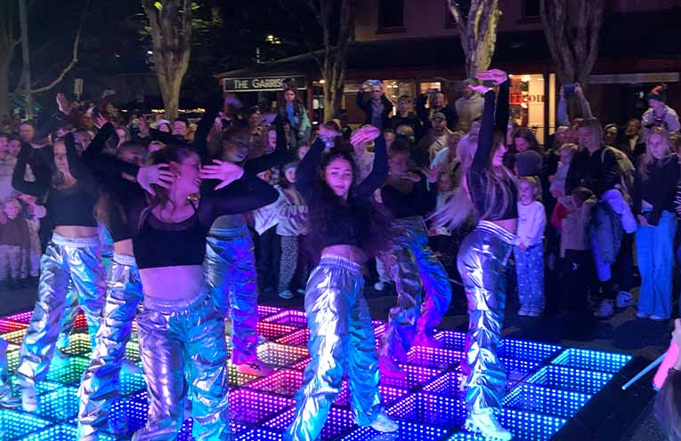 Rusty Muscle Collective performing in the Glasshouse forecourt.