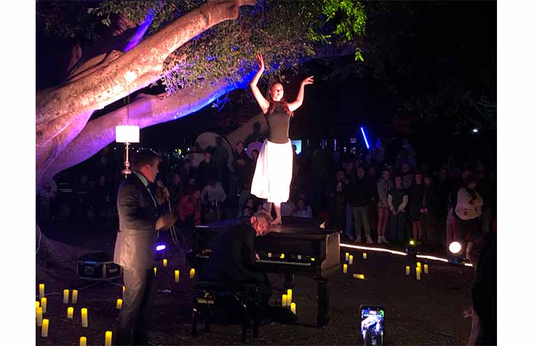 Got Ya Back’s ‘Piano Party’ under the fig tree on Town Green