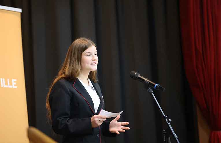 Winner of the public speaking competition, Sienna McGinty. Photo: Dave Smith, NSW Parliament.