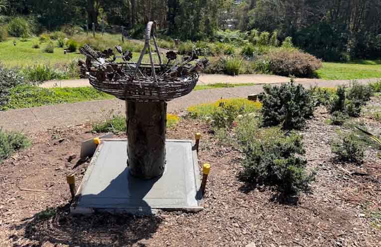 Allan Bruhn’s attention to detail artistically represents Bertha York’s cane basket, with flowers, a bird, a caterpillar - even a ladybug. Photo: Pauline Cain.