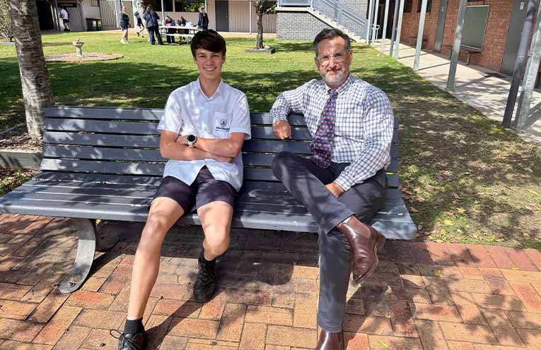 Principal Matt Cohen with student Eli Barber. Photos: Supplied.